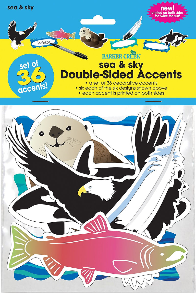 Barker Creek Sea & Sky Double-Sided Accents, Multi-Design, 36 per package/6 designs (BC2211)