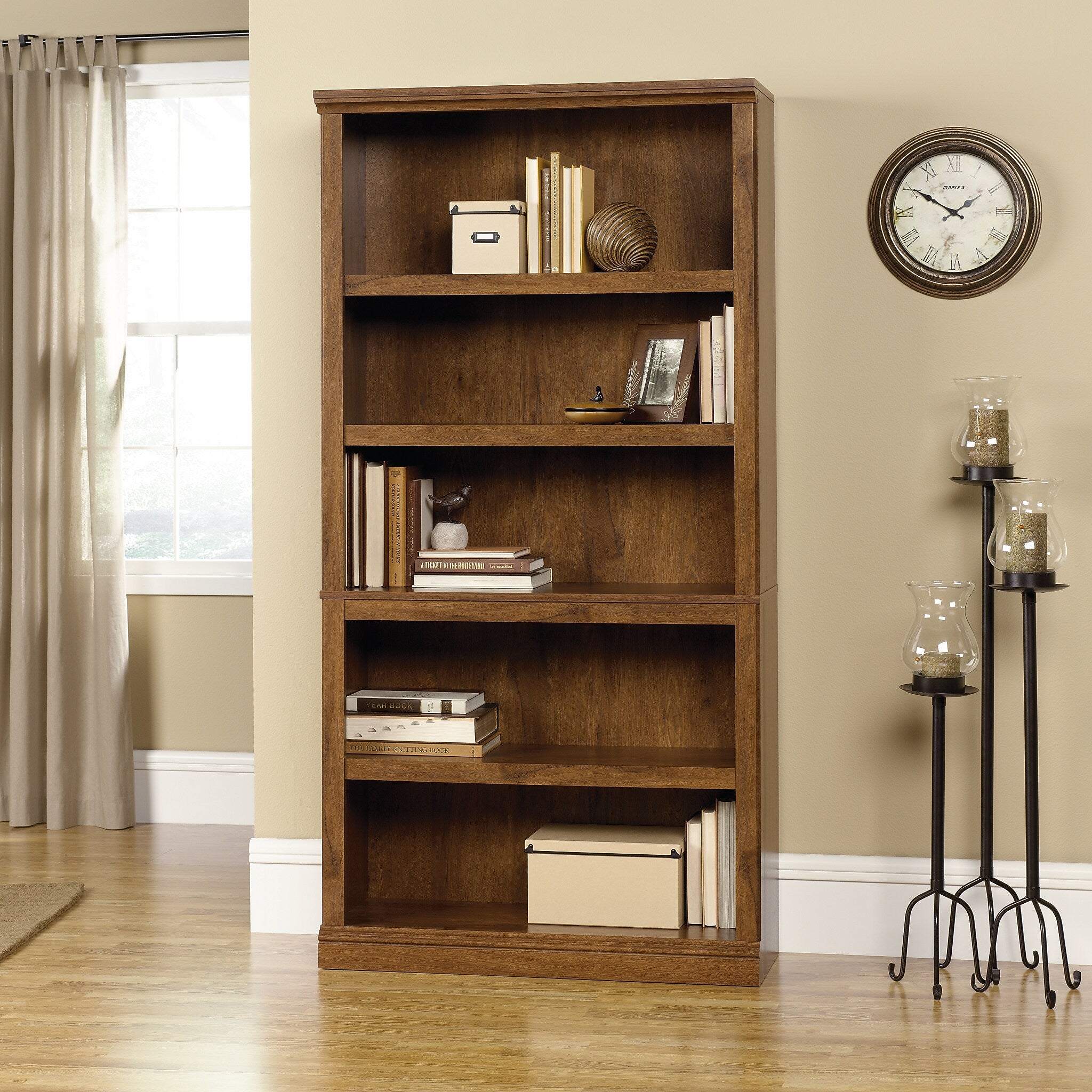 Sauder Select 70"H 5-Shelf Bookcase, Oiled Oak (410367)