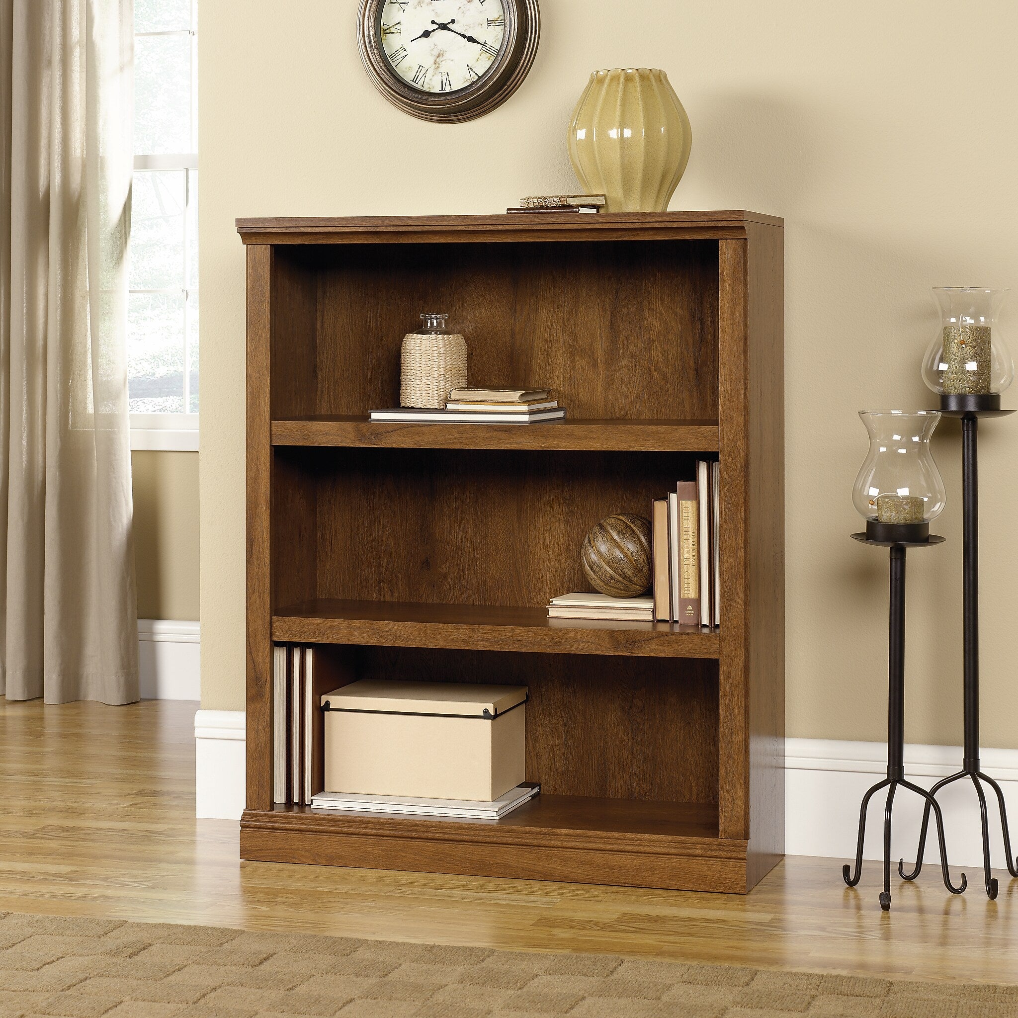 Sauder Select 44"H 3-Shelf Bookcase, Oiled Oak (410372)