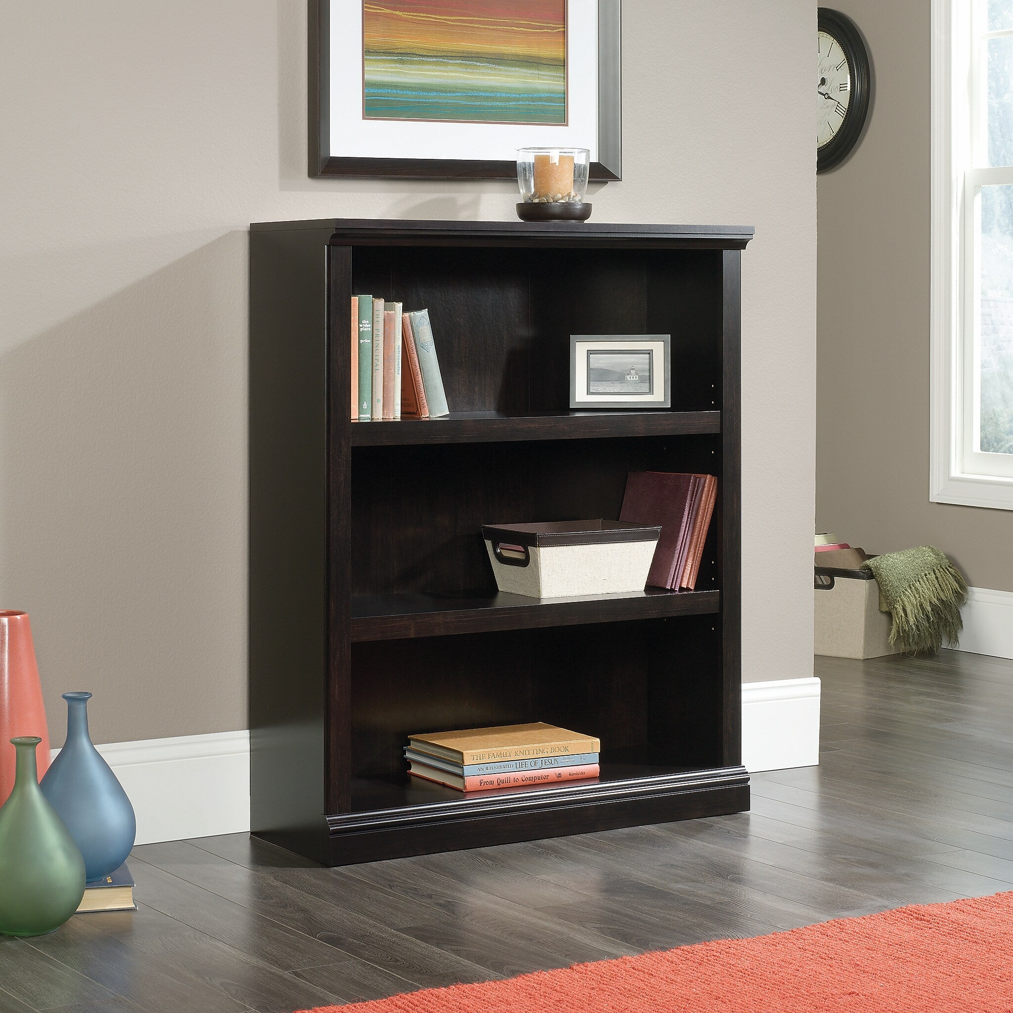 Sauder Select 44"H 3-Shelf Bookcase, Estate Black (420175)