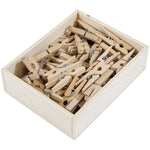 JAM Paper® Wood Clip Clothespins, Medium 1 1/8 Inch, Natural Brown Clothes Pins, 2 Packs of 50 (2230719108A)