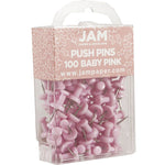JAM Paper Push Pins, Baby Pink, 2 Packs of 100 (222419048A)