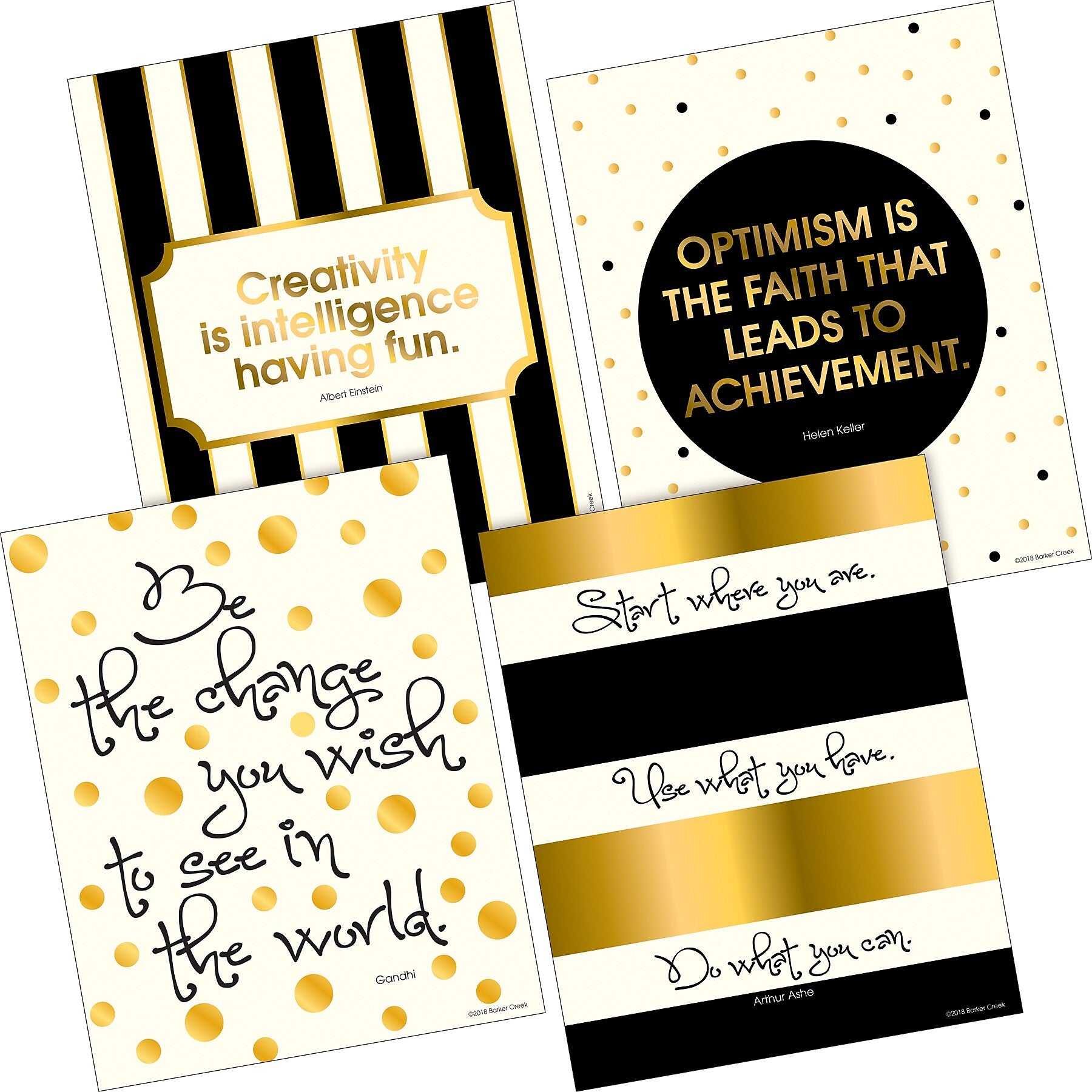 Barker Creek Creativity Art Print Set, Gold Collection, 8" x 10", Multi-Design, 4/Set (BC3100)