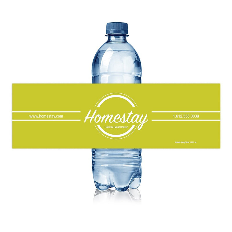 1-Color Water Bottle Label, Rectangle 2 1/2" x 8" , qty 500/RL
