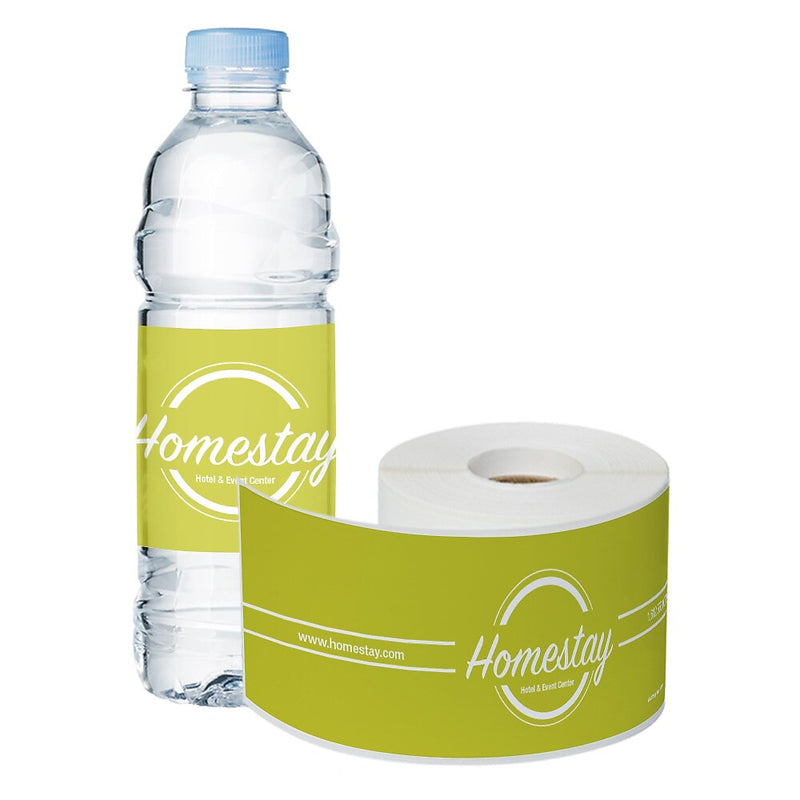 1-Color Water Bottle Label, Rectangle 2 1/2" x 8" , qty 500/RL