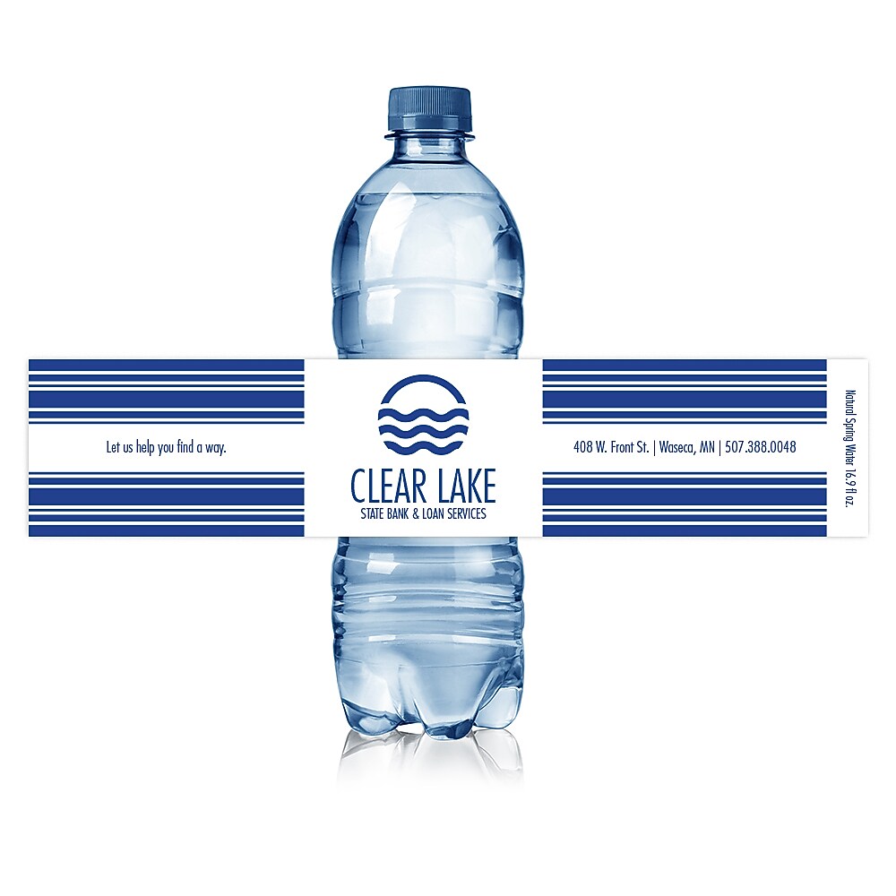 1-Color Water Bottle Label, Rectangle 1 3/4" x 8 1/4" , qty 250/RL