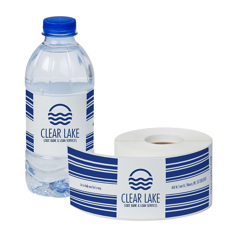 1-Color Water Bottle Label, Rectangle 1 3/4" x 8 1/4" , qty 500/RL