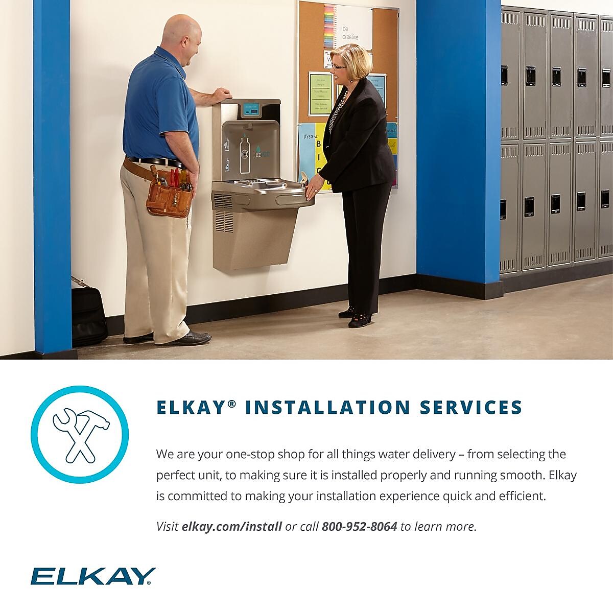 Elkay Versatile Cooler Wall Mount Bi-Level ADA Non-Filtered, 8 GPH Stainless (EZSTL8SC)