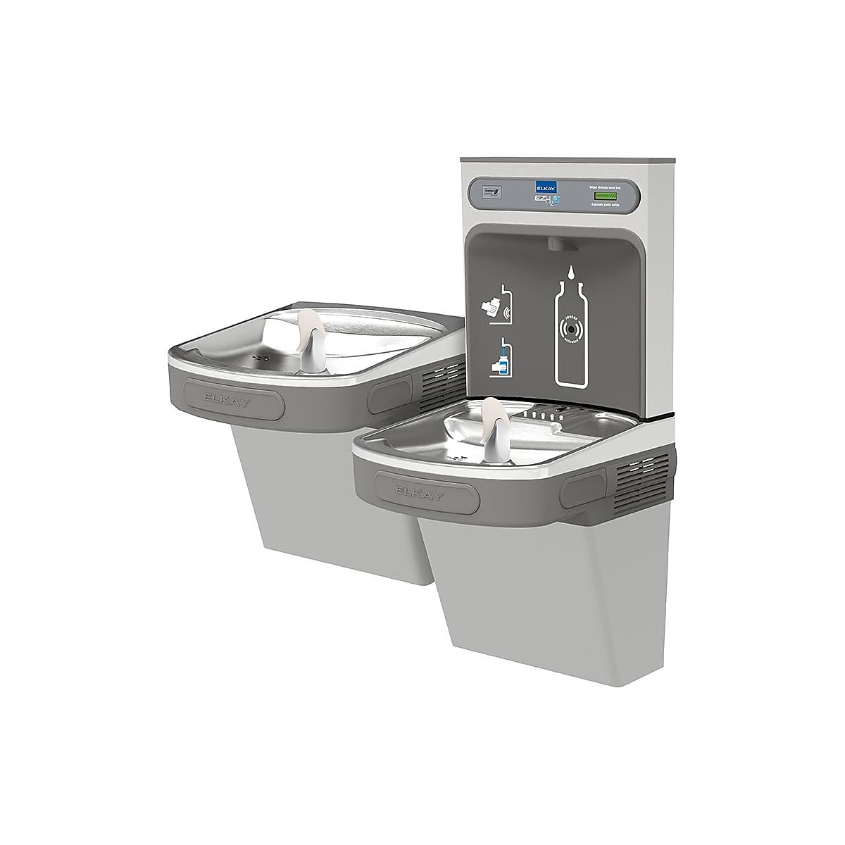 Elkay EZH2O Bottle Filling Station & Versatile Bi-Level ADA Cooler, Non-Filtered 8 GPH Light Gray (EZSTL8WSLK)
