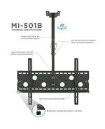 Mount-It! Height Adjustable Ceiling TV Mount For 32" to 70" TVs (MI-501B)