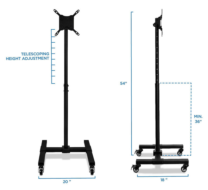 Mount-It! Metal Pedestal TV Stand, Screens up to 42", Black (MI-879)