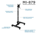 Mount-It! Metal Pedestal TV Stand, Screens up to 42", Black (MI-879)