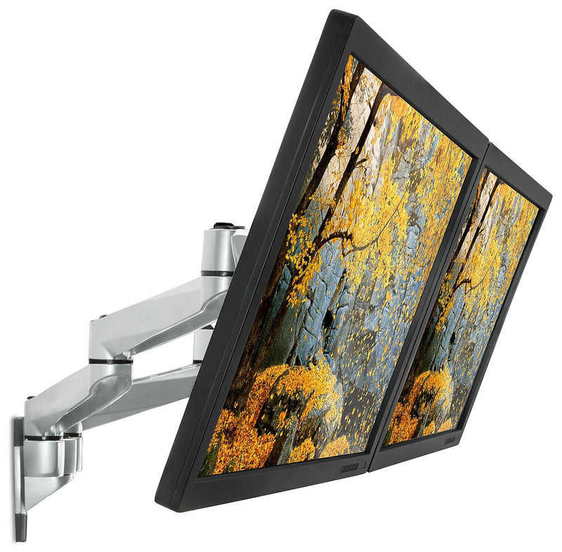 Mount-It! Modular Dual Adjustable Monitor Arms, Up to 30" Monitors, Gray/Silver (MI-43114)