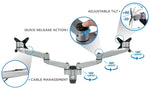 Mount-It! Modular Dual Adjustable Monitor Arms, Up to 30" Monitors, Gray/Silver (MI-43114)