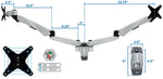 Mount-It! Modular Dual Adjustable Monitor Arms, Up to 30" Monitors, Gray/Silver (MI-45114)
