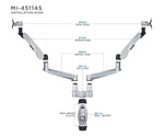 Mount-It! Modular Dual Adjustable Monitor Arms, Up to 30" Monitors, Gray/Silver (MI-45114)