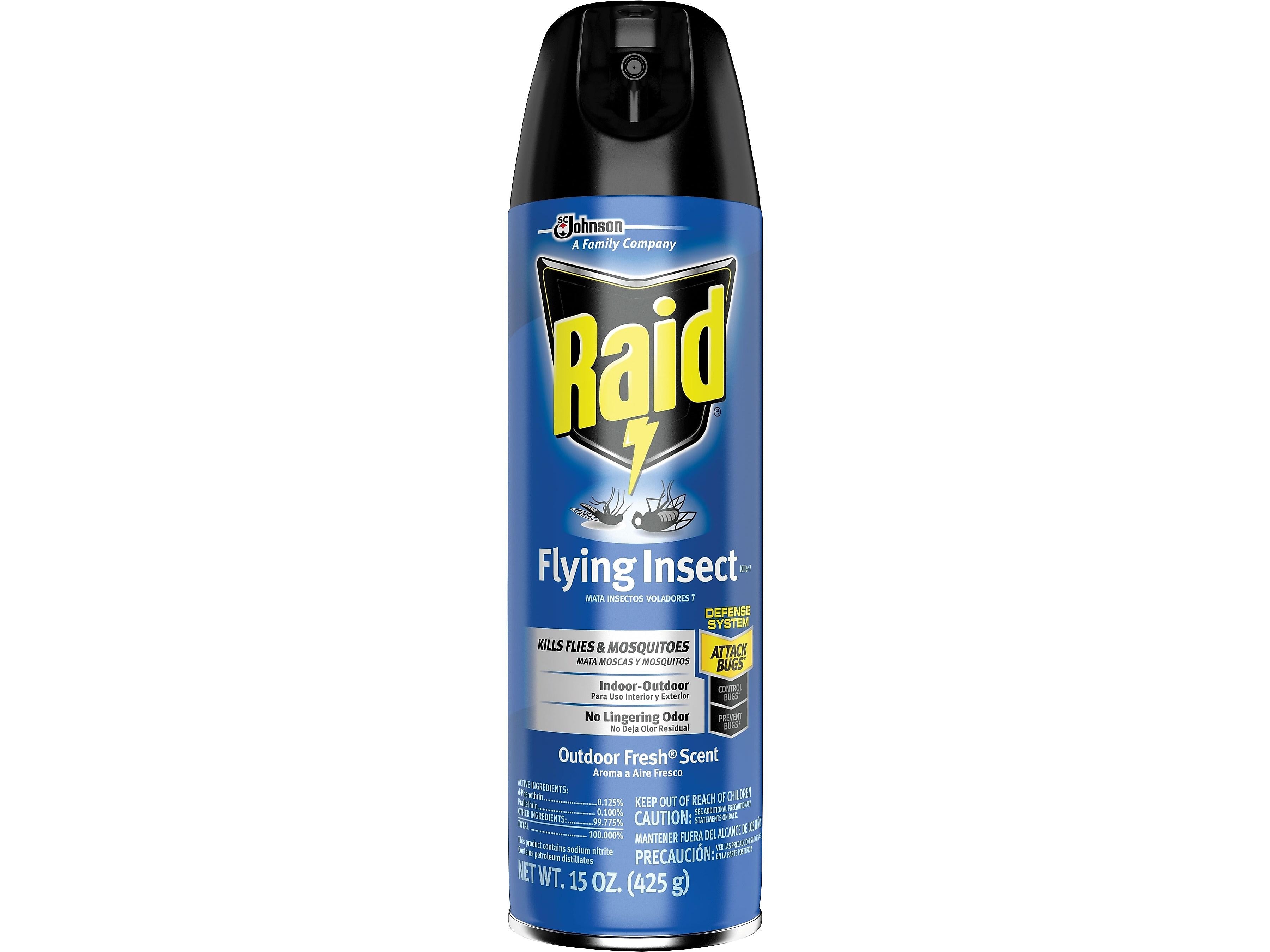 Raid Flying Insect Killer 7 Aerosol for Insects, Outdoor Fresh Scent, 15oz, 12 Cans