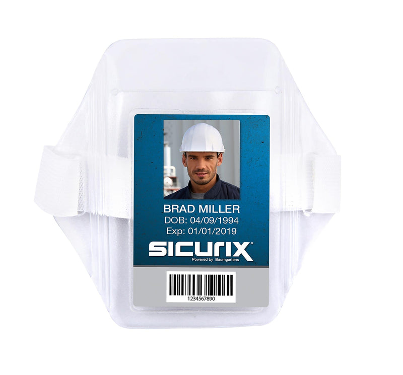 Sicurix Armband Badge Holder Vertical Elastic Strap, 2-1/2" x 3-1/2", Clear (BAU66891)