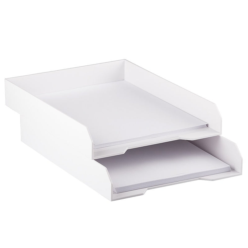 JAM Paper Stackable Paper Trays, White, Desktop Document, Letter & File Organizer Tray, 2/Pack (344WHA)