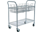 Safco 2-Shelf Metal Mobile Mail Cart with Swivel Wheels, Gray (5236GR)