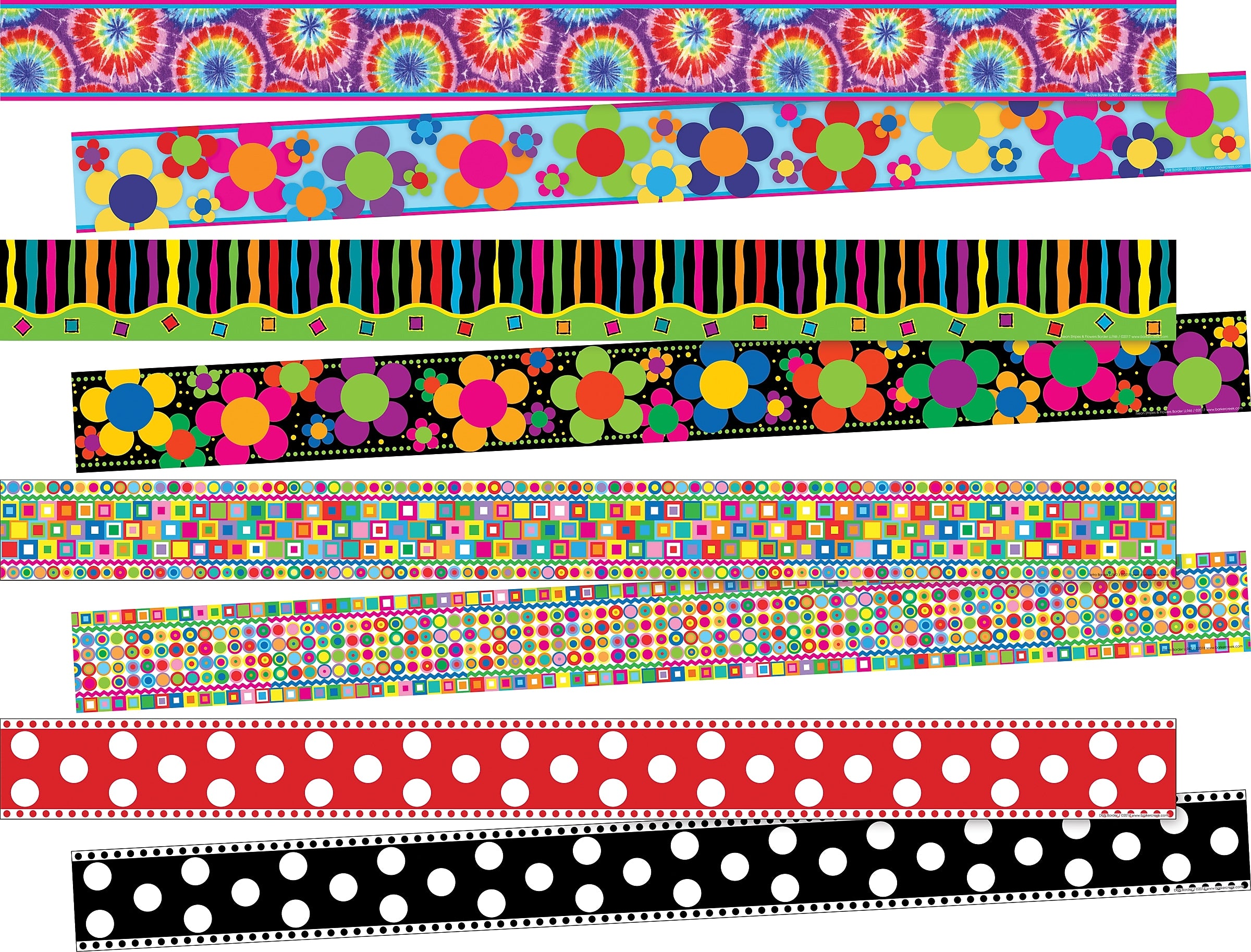 Barker Creek Double-Sided Border Set, 35" x 3", In The Groove, 4 designs, 48/Set (SS0951)