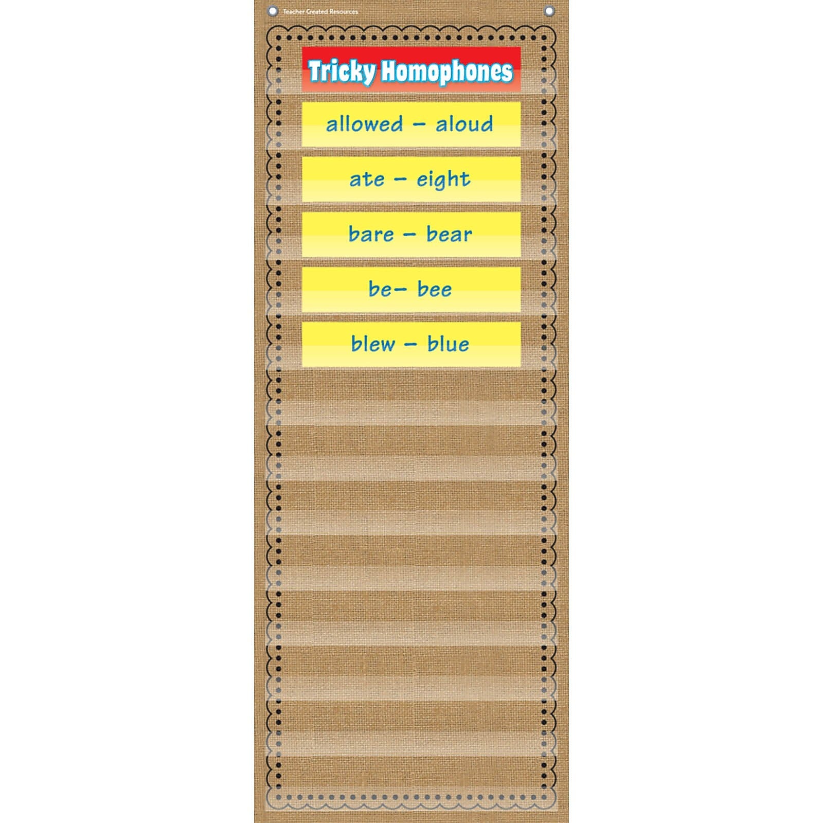 Teacher Created Resources 14-Pocket Chart, 34" x 13", Burlap (TCR20838)