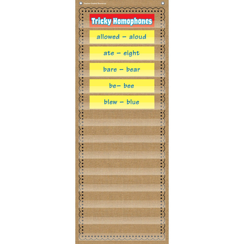 Teacher Created Resources 14-Pocket Chart, 34" x 13", Burlap (TCR20838)