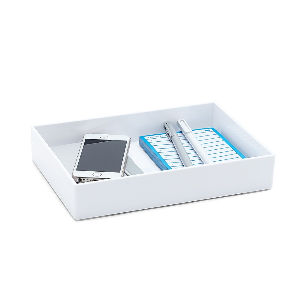 Poppin Medium Accessory Tray, White, ABS Plastic, 6 Count (100232-MC)