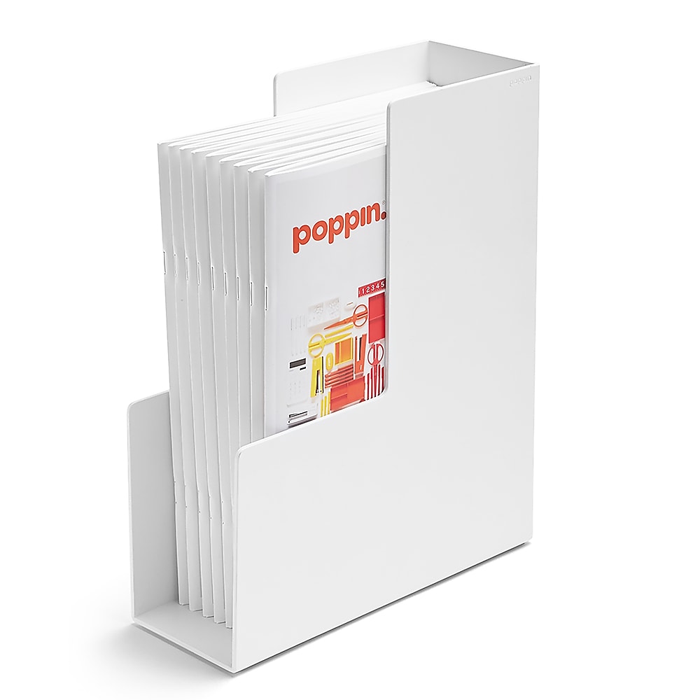Poppin Magazine File, White, 4 Pack (101281-MC)