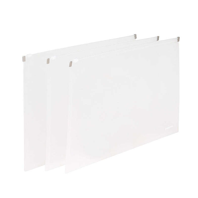 Poppin Poly Zip Folio, Letter Size, Clear, 3 Packs, 36/Pack (100142-MC)