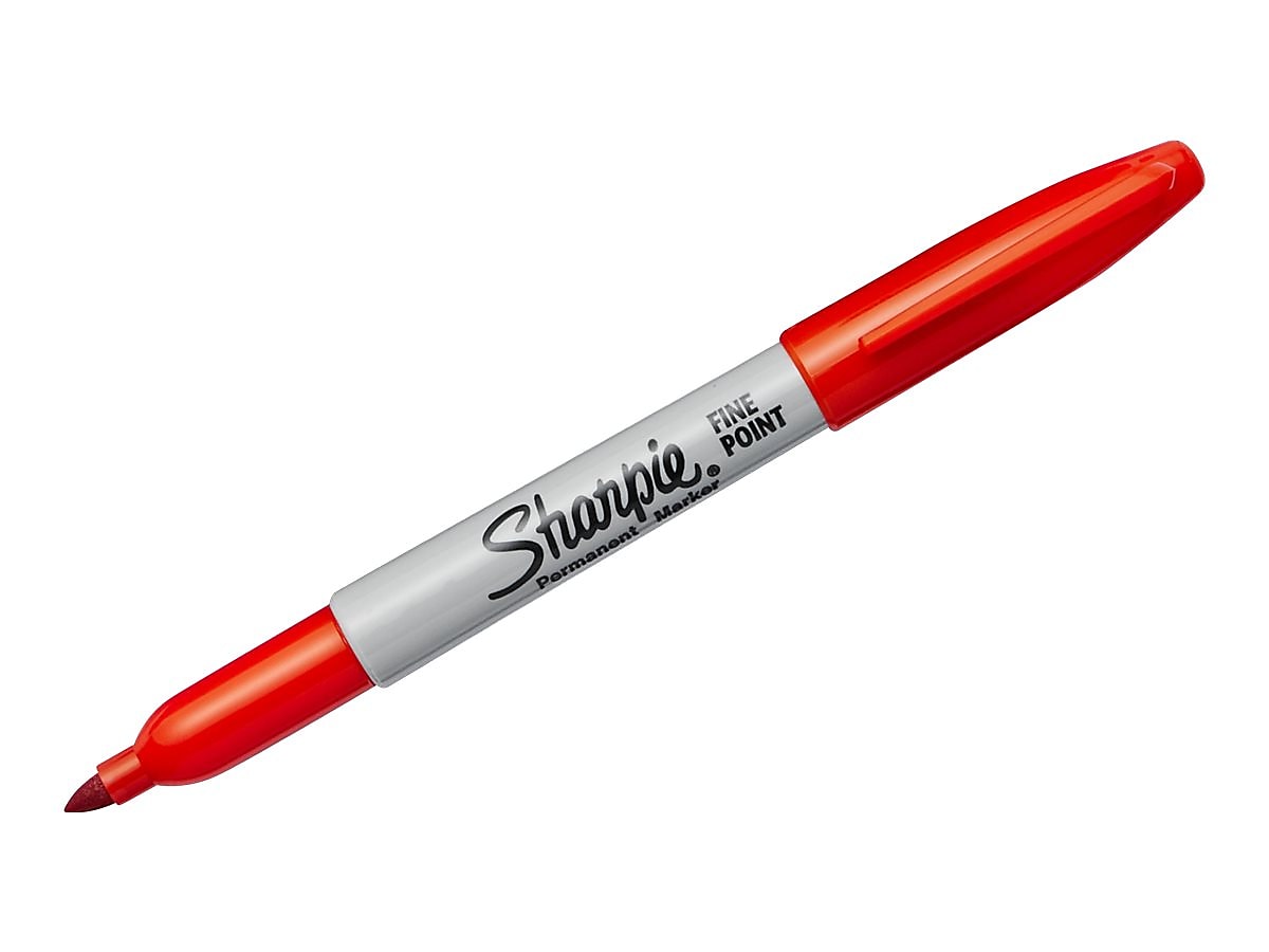 Sharpie Permanent Marker, Fine Tip, Red, 12/Pack (30002)