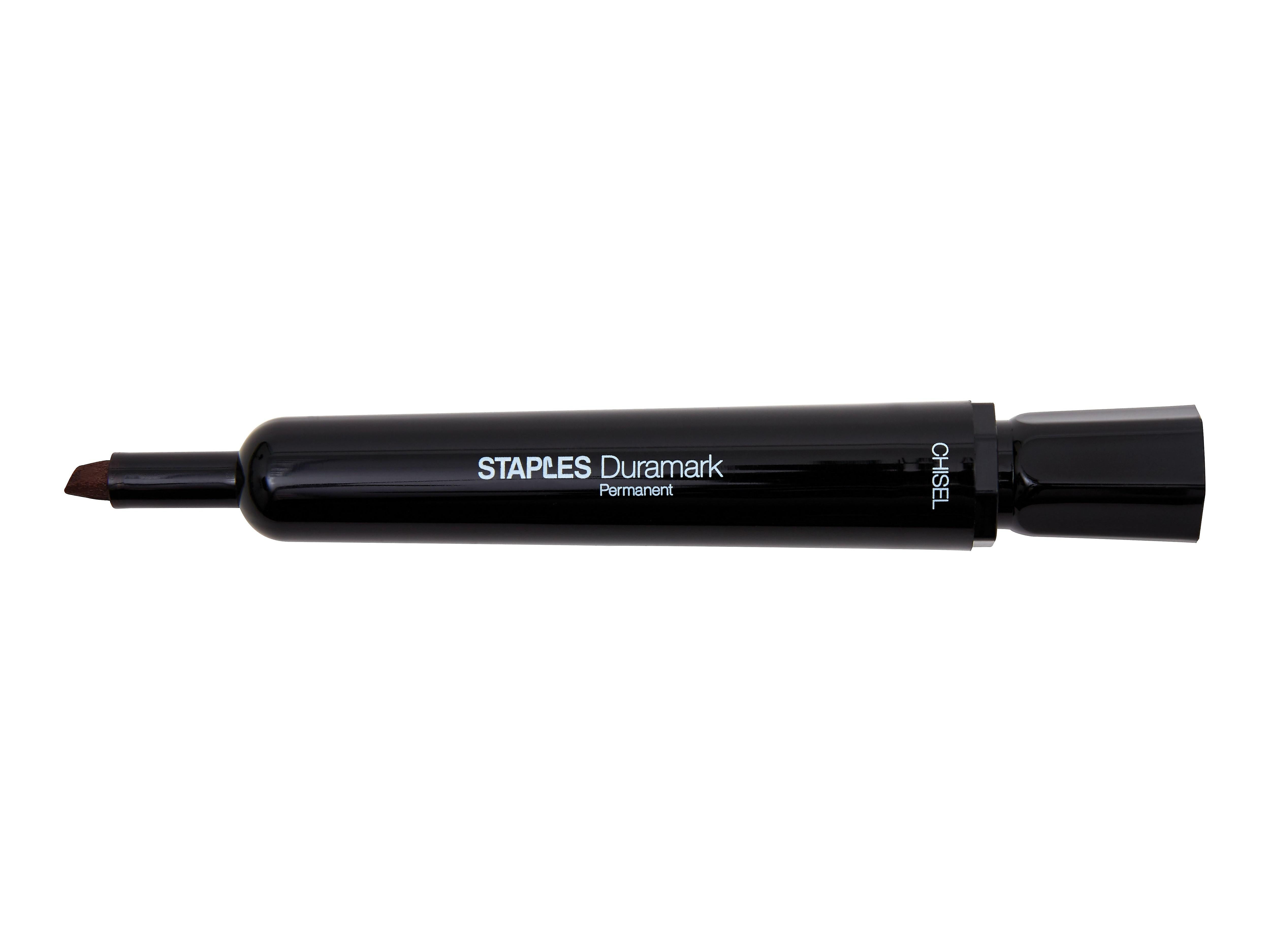 Staples DuraMark Tank Permanent Marker, Chisel Tip, Black, 12/Pack (10403-CC)
