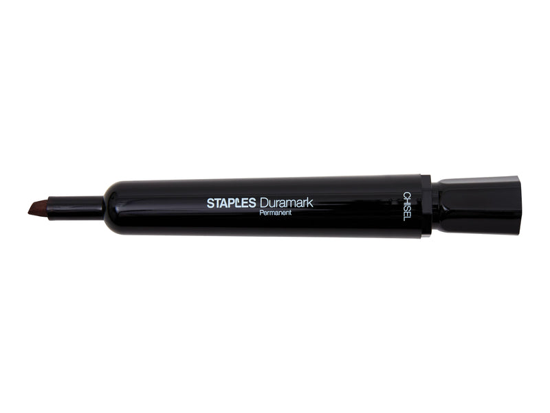 Staples DuraMark Tank Permanent Marker, Chisel Tip, Black, 12/Pack (10403-CC)