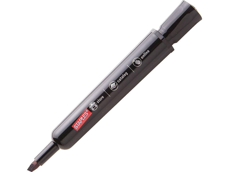 Staples DuraMark Tank Permanent Marker, Chisel Tip, Black, 12/Pack (10403-CC)