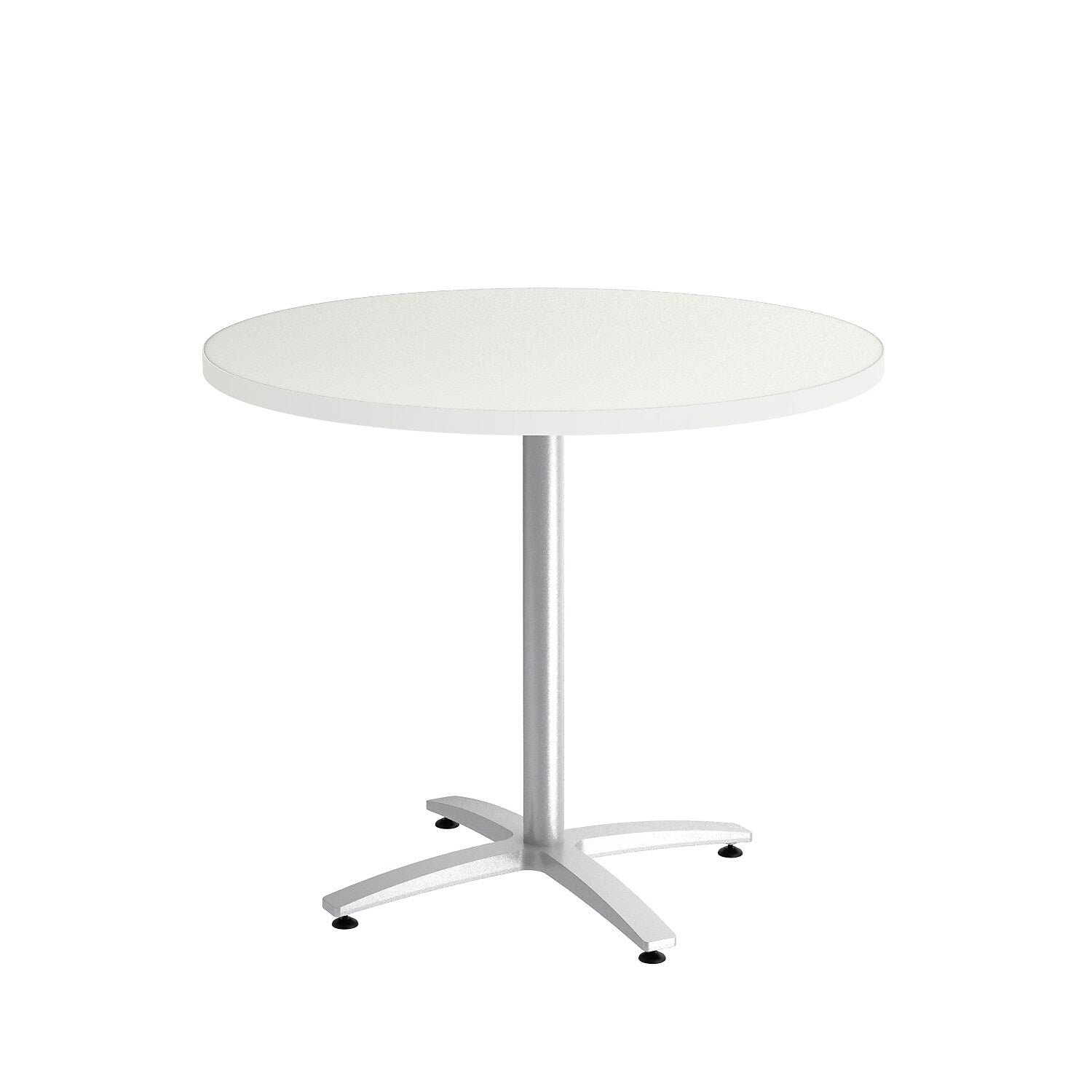 Union & Scale™  Multipurpose 36" Round Silver Mesh Laminate Seated Height Silver Base Table (54785)