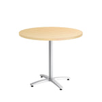 Union & Scale™  Multipurpose 36" Round Natural Maple Laminate Seated Height Silver Base Table (54789)