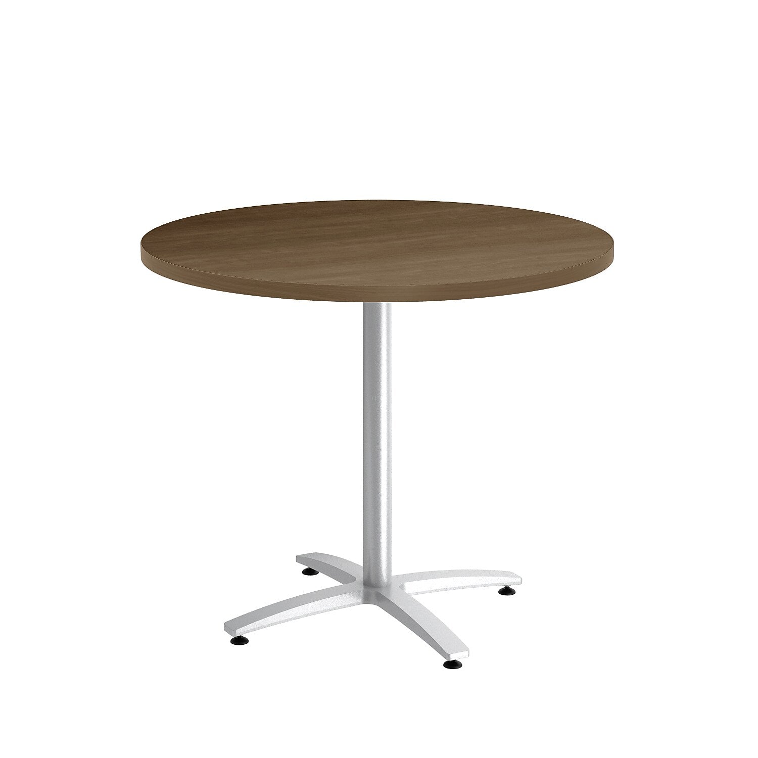 Union & Scale™  Multipurpose 36" Round Pinnacle Laminate Seated Height Silver Base Table (54793)