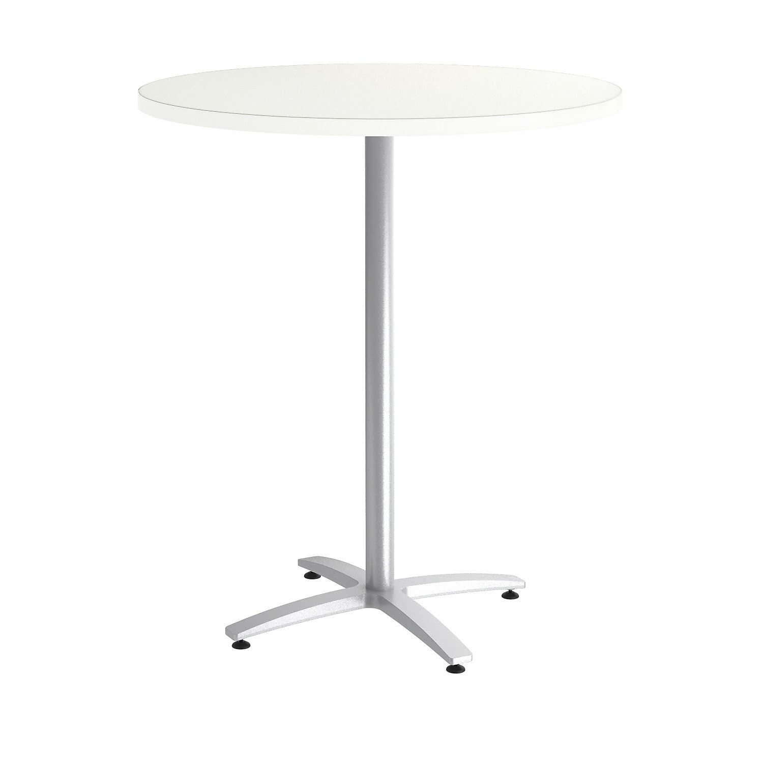 Union & Scale™ Multipurpose 36" Round Silver Mesh Laminate Bistro Height Silver Base Table (54795)