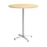 Union & Scale™ Multipurpose 36" Round Natural Maple Laminate Bistro Height Silver Base Table (54799)