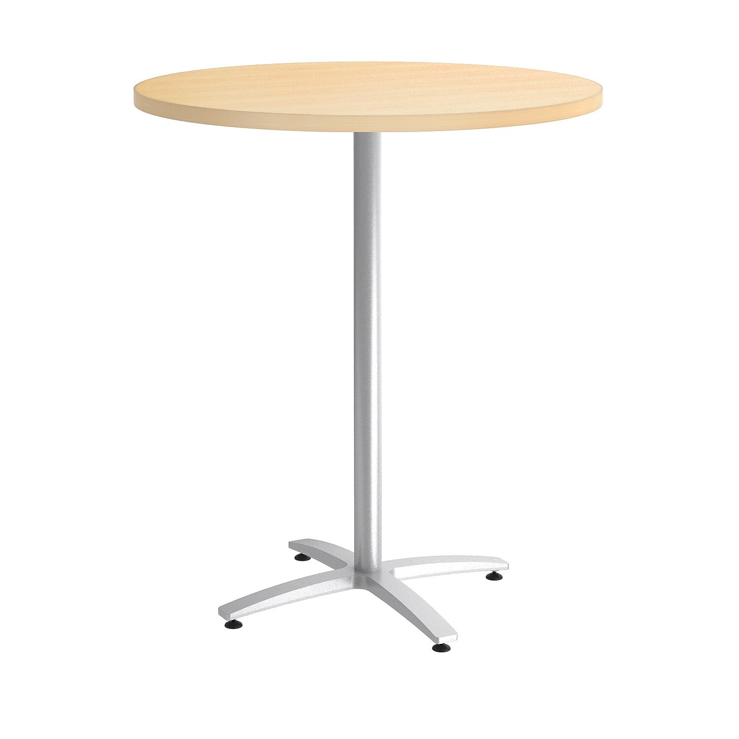 Union & Scale™ Multipurpose 36" Round Natural Maple Laminate Bistro Height Silver Base Table (54799)