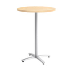 Union & Scale™ Multipurpose 30" Round Natural Maple Laminate Bistro Height Silver Base Table (54818)