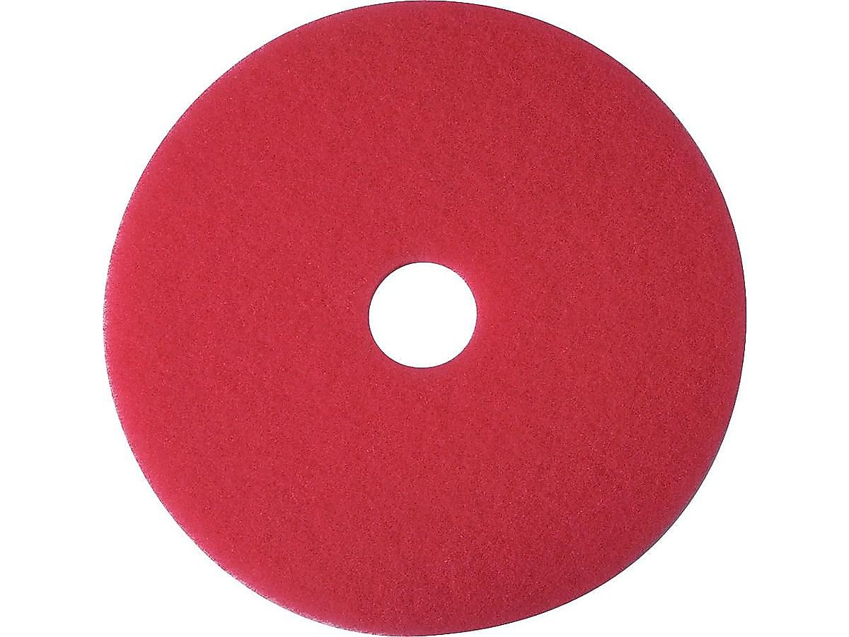 3M 5100 13" Buffing Floor Pad, Red, 5/Carton (510013)