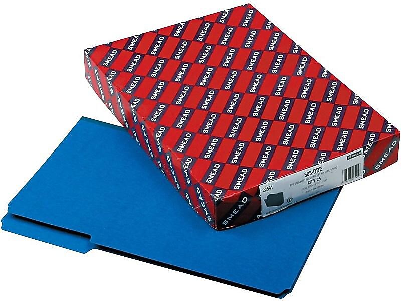 Smead 50% Recycled File Folder, 1/3-Cut Tab, Assorted, Legal Size, Blue, 25/Box (22541)