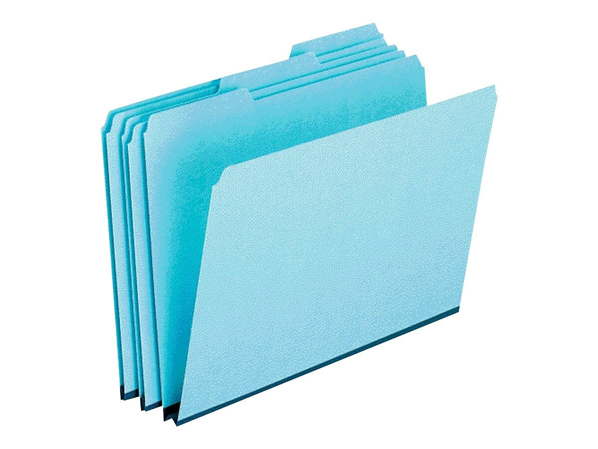 Pendaflex Recycled Heavy Duty File Folder, 1/3-Cut Tab, Assorted, Letter Size, Blue, 25/Box (9200T 1/3)