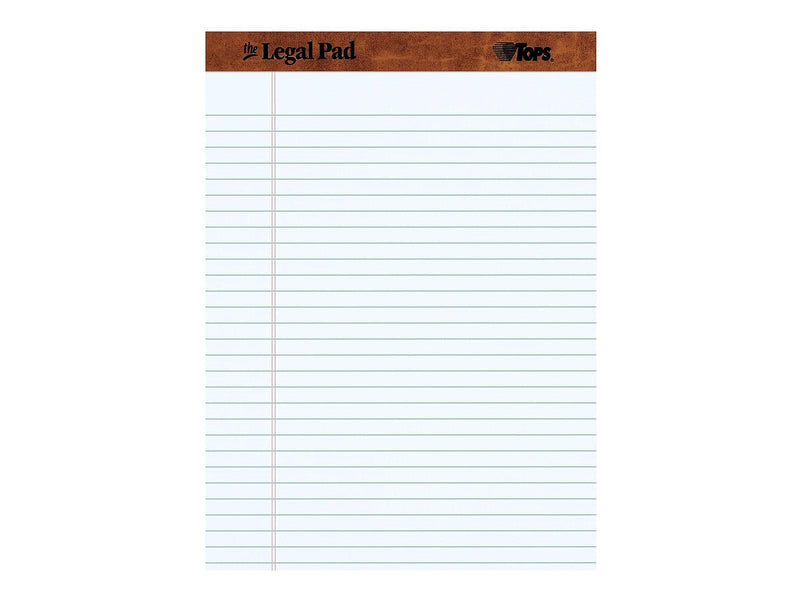 TOPS Legal Pad Notepads, 8.5" x 11.75", Wide, White, 50 Sheets/Pad, 12 Pads/Pack (TOP 7533)