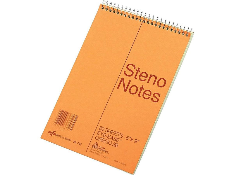 National Brand Steno Pad, 6" x 9", Gregg, Brown Cover, 80 Sheets/Pad (36746)