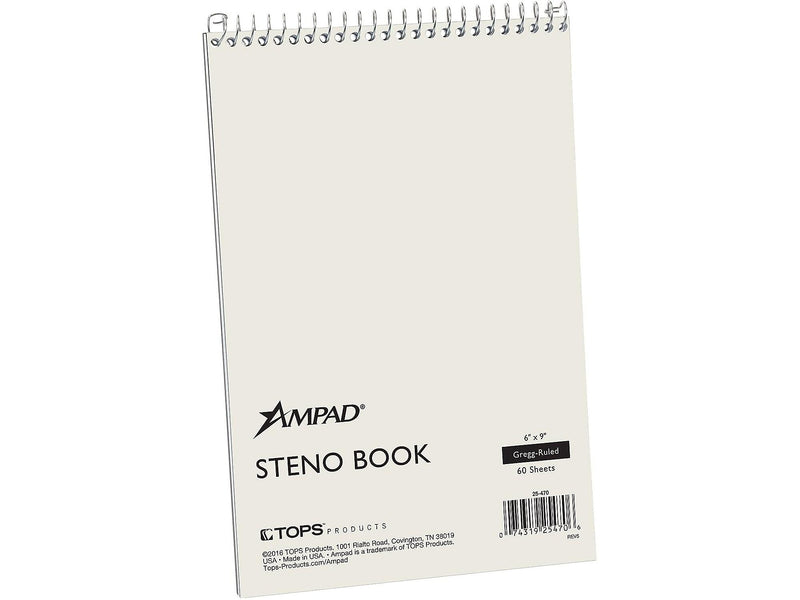 Ampad Steno Pad, 6" x 9", Gregg, White, 60 Sheets/Pad (TOP 25-470)