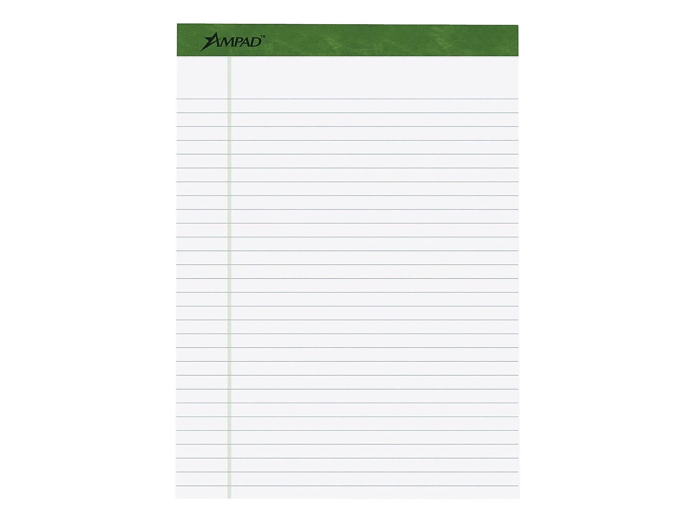Ampad Earthwise Notepads, 8.5" x 11.75", Wide, White, 50 Sheets/Pad, 4 Pads/Pack (TOP 40102R)