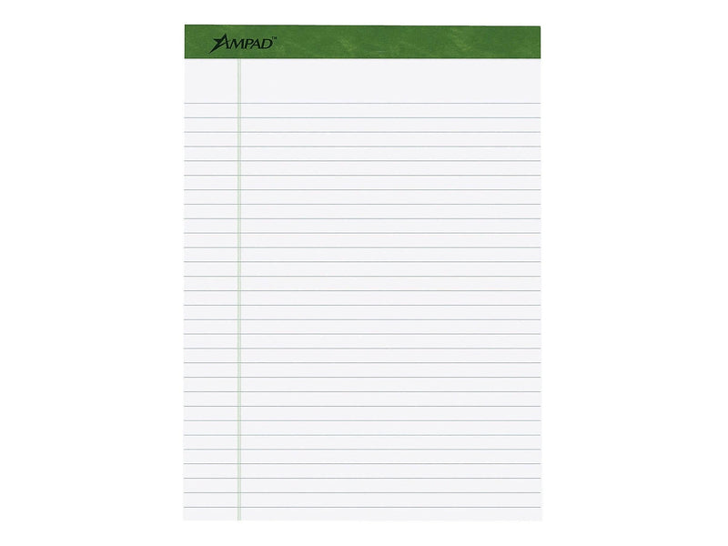 Ampad Earthwise Notepads, 8.5" x 11.75", Wide, White, 50 Sheets/Pad, 4 Pads/Pack (TOP 40102R)