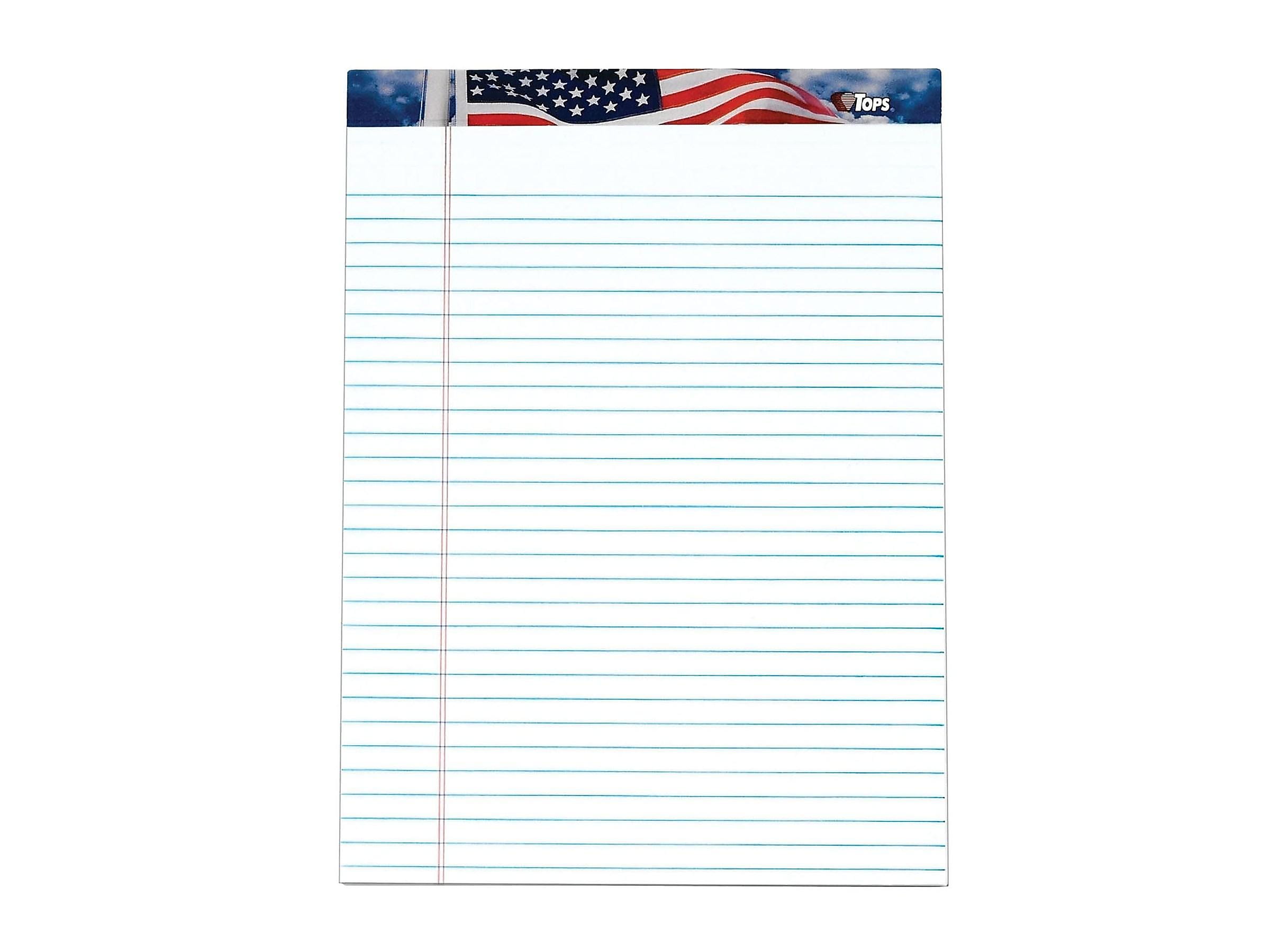 TOPS American Pride Notepads, 8.5" x 11.75", Wide, White, 50 Sheets/Pad, 12 Pads/Pack (TOP 75111)